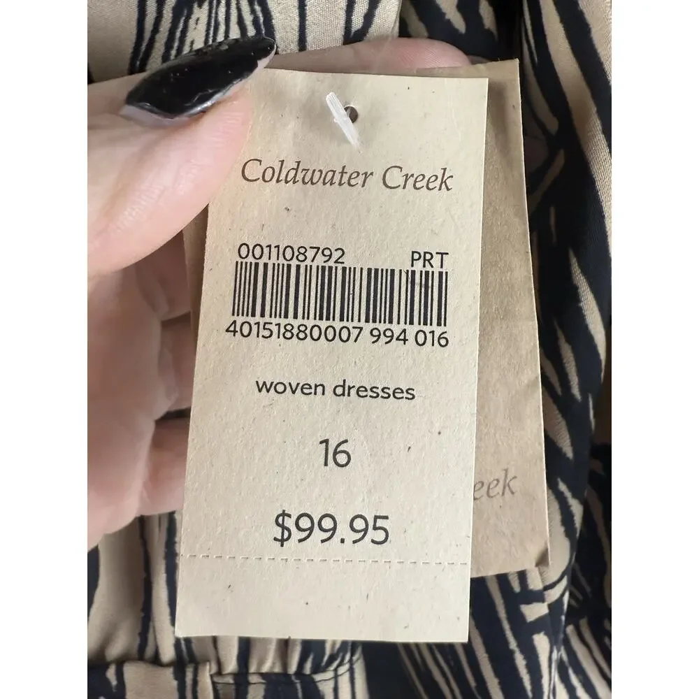 Coldwater Creek roll sleeve midi dress Size 16 NWT Southwestern Aztec